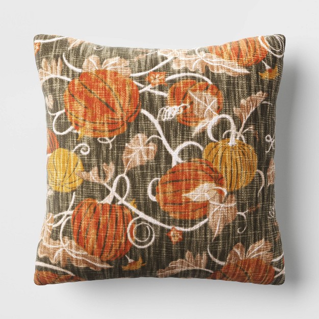 Printed Pumpkin Square Throw Pillow