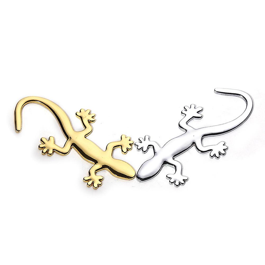 Creative Gecko Car Stickers Metal Three-dimensional Lizard Decorative Stickers Universal Car Modeling Accessories Silver