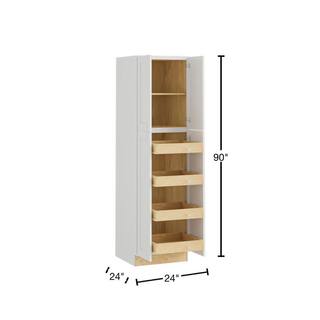 Home Decorators Collection Washington Vesper White Plywood Shaker Stock Assembled Utility Kitchen Cabinet Pantry 4 -Rot 24 in. x 90 in. x 24 in. U242490-4T-WVW