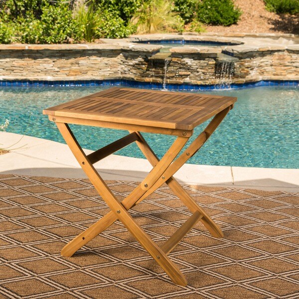 Positano Outdoor 3piece Foldable Acacia Wood Bistro Set by Christopher Knight Home