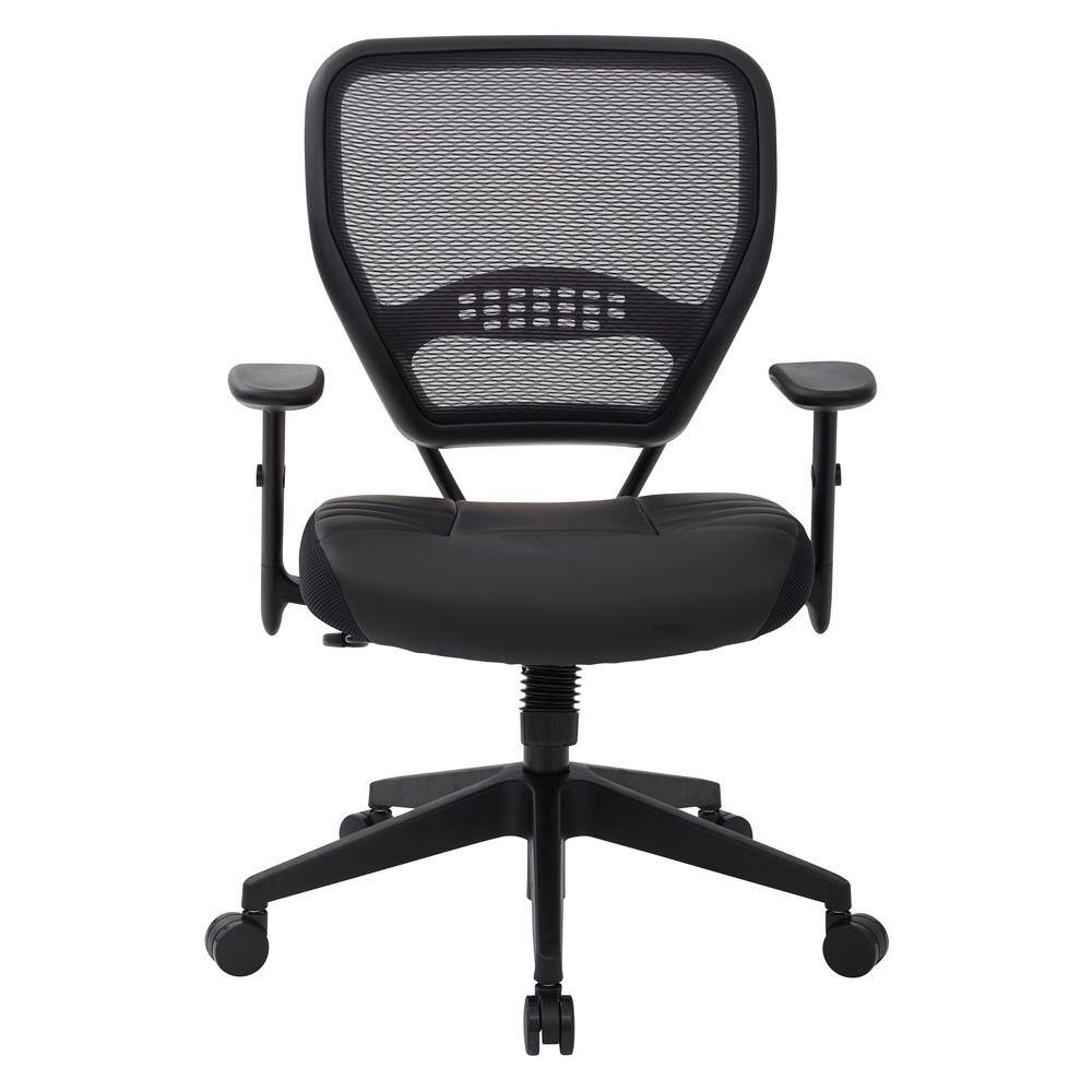 Office Star Products 57 Series 26.5 in. Width Big and Tall Black Leather Ergonomic Chair with Adjustable Height 5700E