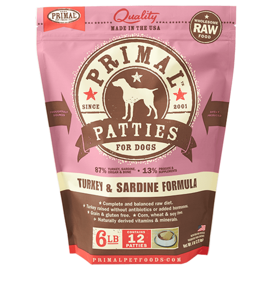 Primal Raw Frozen Turkey and Sardine Formula Nuggets For Dogs