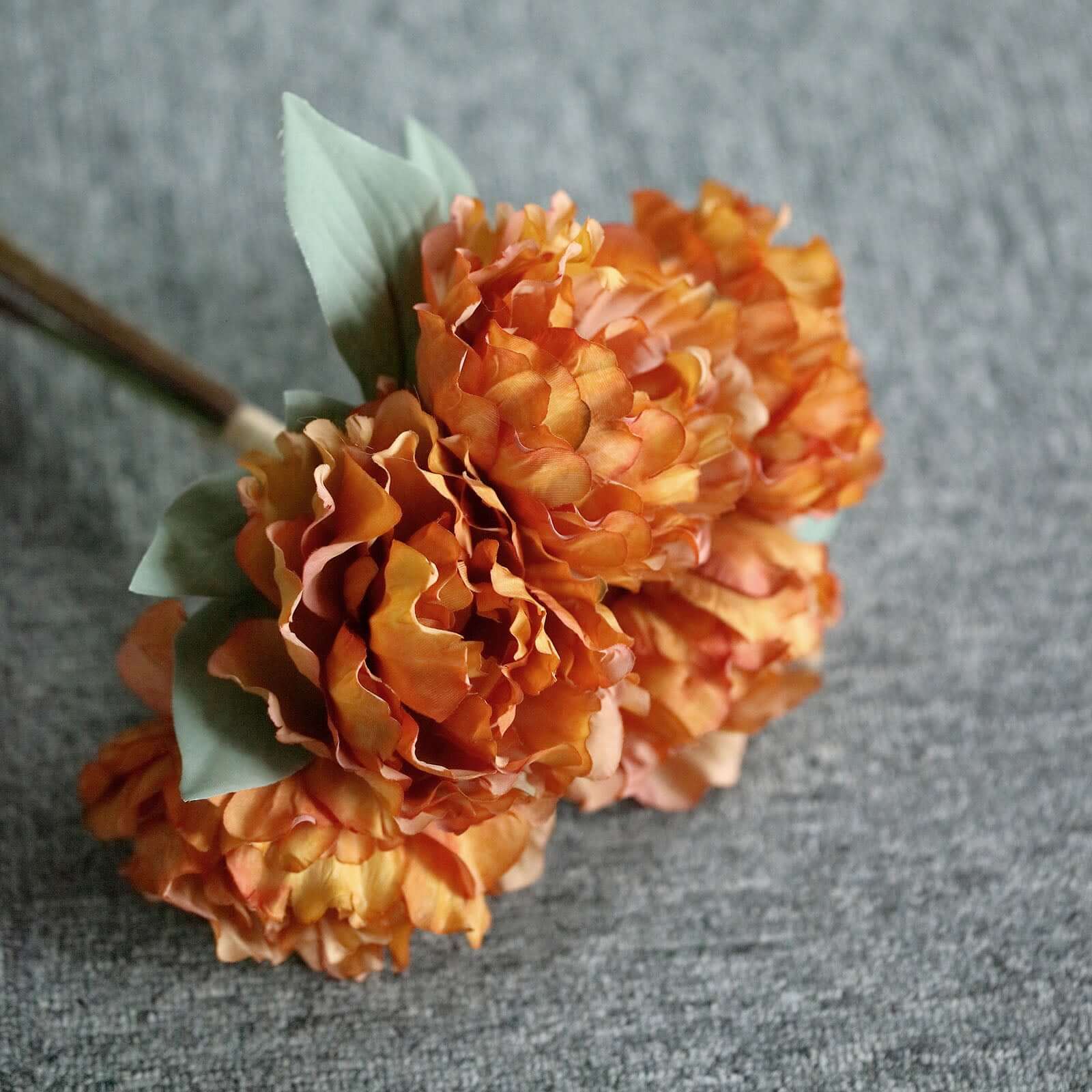 Orange Real Touch Artificial Silk Peonies Flower Bouquet 11