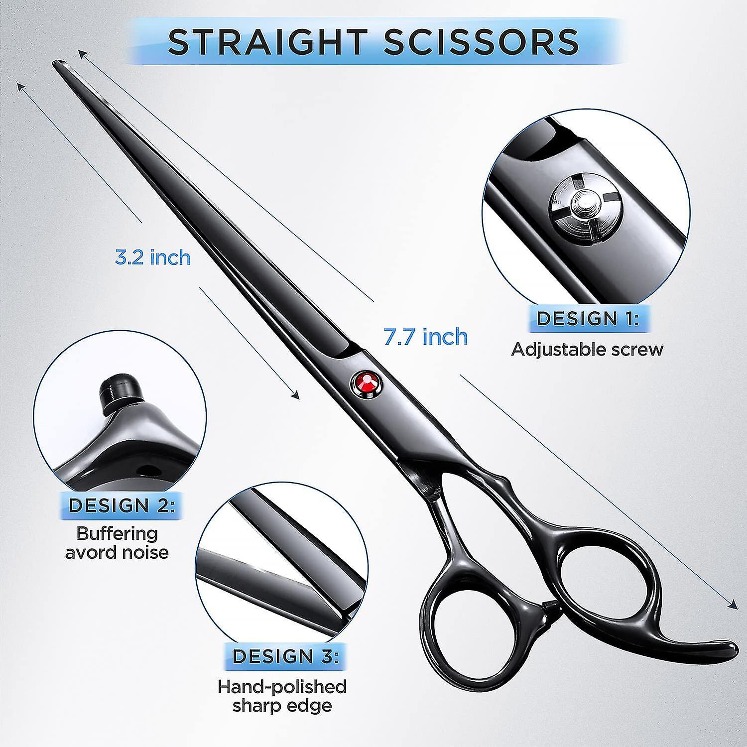 4cr Stainless Steel Safety Round Tip 6 In 1 Dog Grooming Scissors， Heavy Duty Titanium Coated Pets