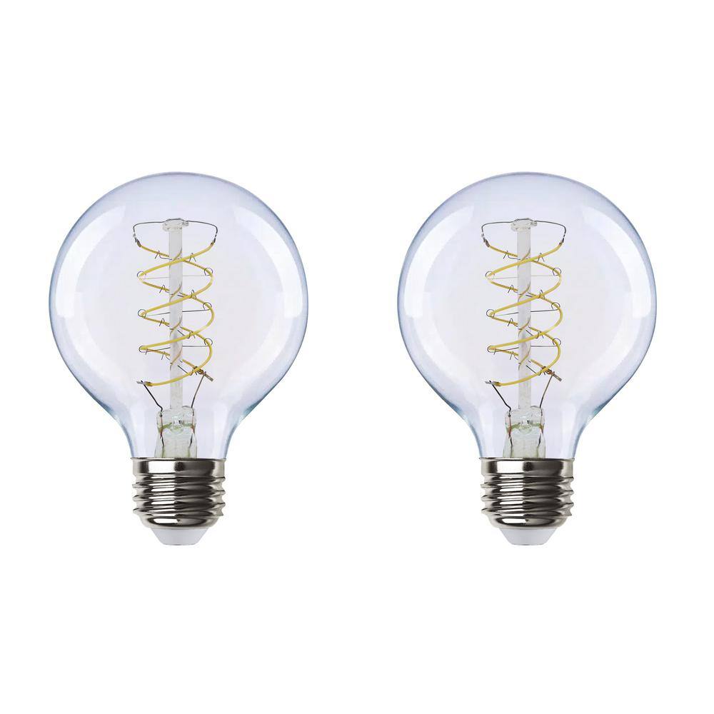 EcoSmart 40-Watt Equivalent G25 Dimmable Fine Bendy Filament LED Vintage Edison Light Bulb Daylight (2-Pack) G25C5E26850S