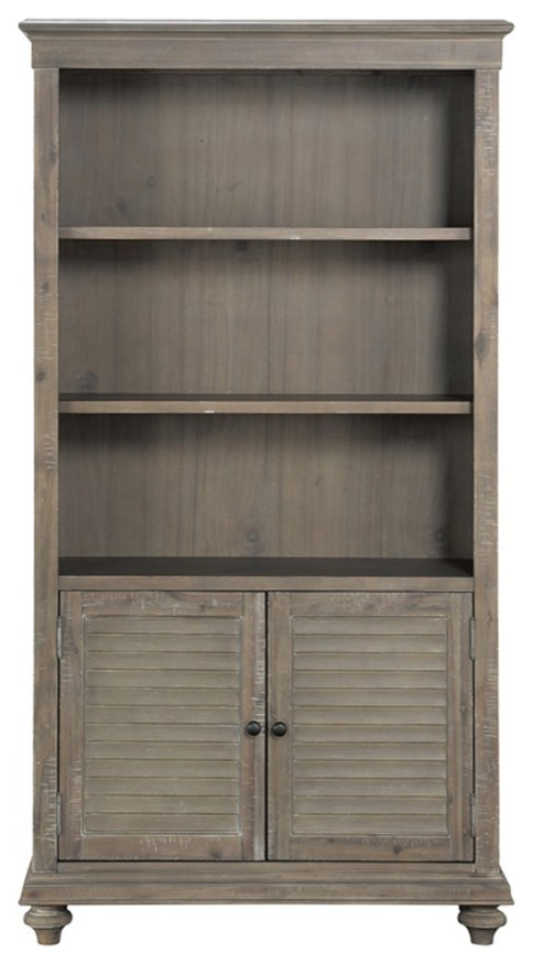 Bowery Hill Modern Wood Bookcase in Driftwood Light Brown Finish   Traditional   Bookcases   by Homesquare  Houzz