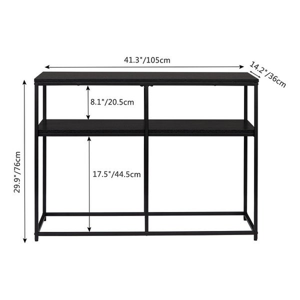 2-Tier Console Sofa Table， Industrial Foyer Table for Living Room