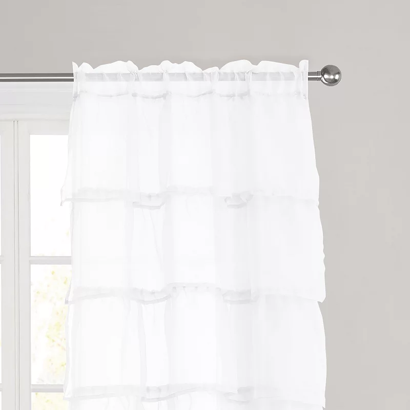 VCNY Home Vian Sheer Ruffle Rod Pocket Window Curtain Set