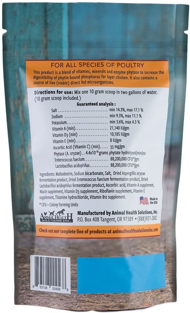 Animal Health Solutions Hen Boost Probiotics and Digestive Enzymes Chicken Supplement， 8-oz bag