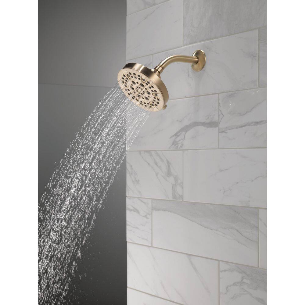 Delta 5-Spray Patterns 1.75 GPM 6 in. Wall Mount Fixed Shower Head in Champagne Bronze 52535-CZ