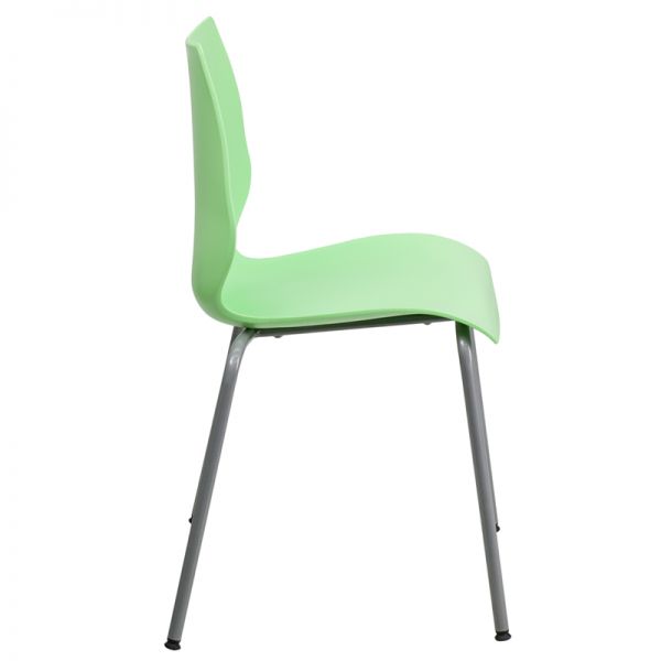 HERCULES Series 770 lb. Capacity Green Stack Chair with Lumbar Support and Silver Frame