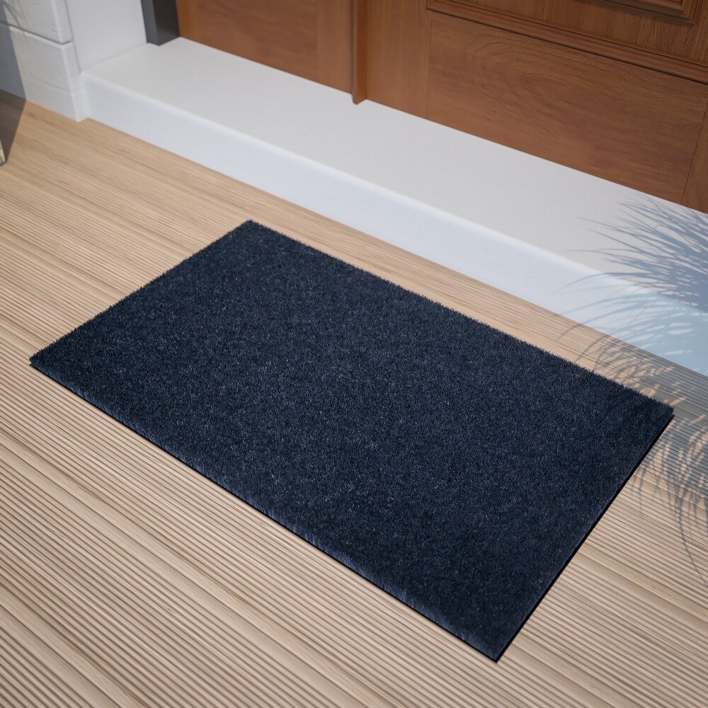 Indoor/Outdoor Solid Coir Entryway Doormat with Non Slip Backing