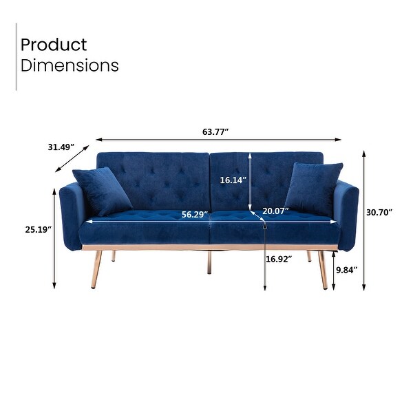 Zenith 63.78 in Velvet Modern Straight Reclining Tufted Sofa