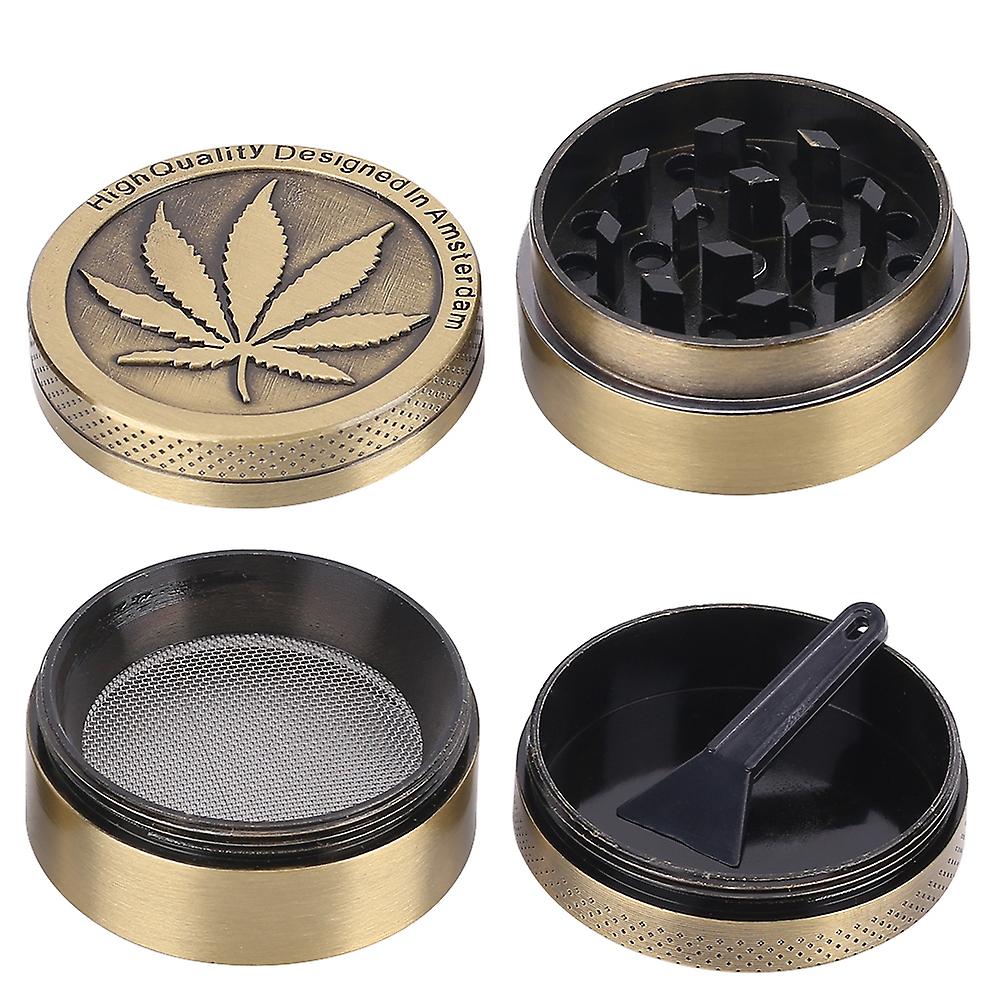 Leaf Designed Zinc Alloy Colorful Metal Grinder Herb Crusher Bronze