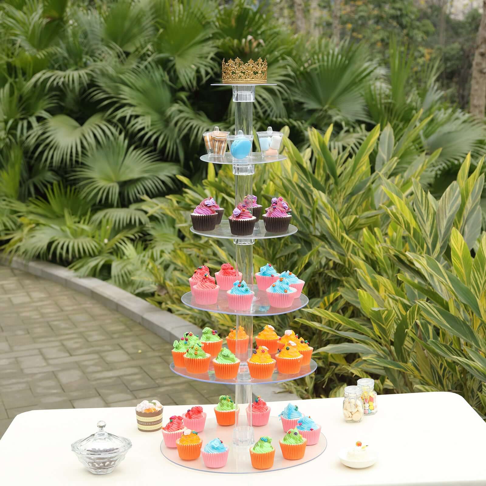 6-Tier Clear Acrylic Cupcake Tower Stand, Dessert Holder Display 33