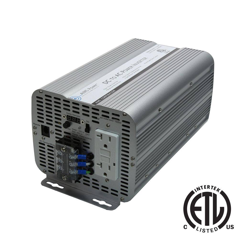 AIMS POWER 2000-Watt Modified Sine Inverter 12-Volt DC to 120-Volt AC ETL Listed to UL 458 PWRINV200012120W