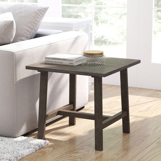 Merrick Lane Farmhouse Trestle End Table Solid Wood Rustic Accent Table