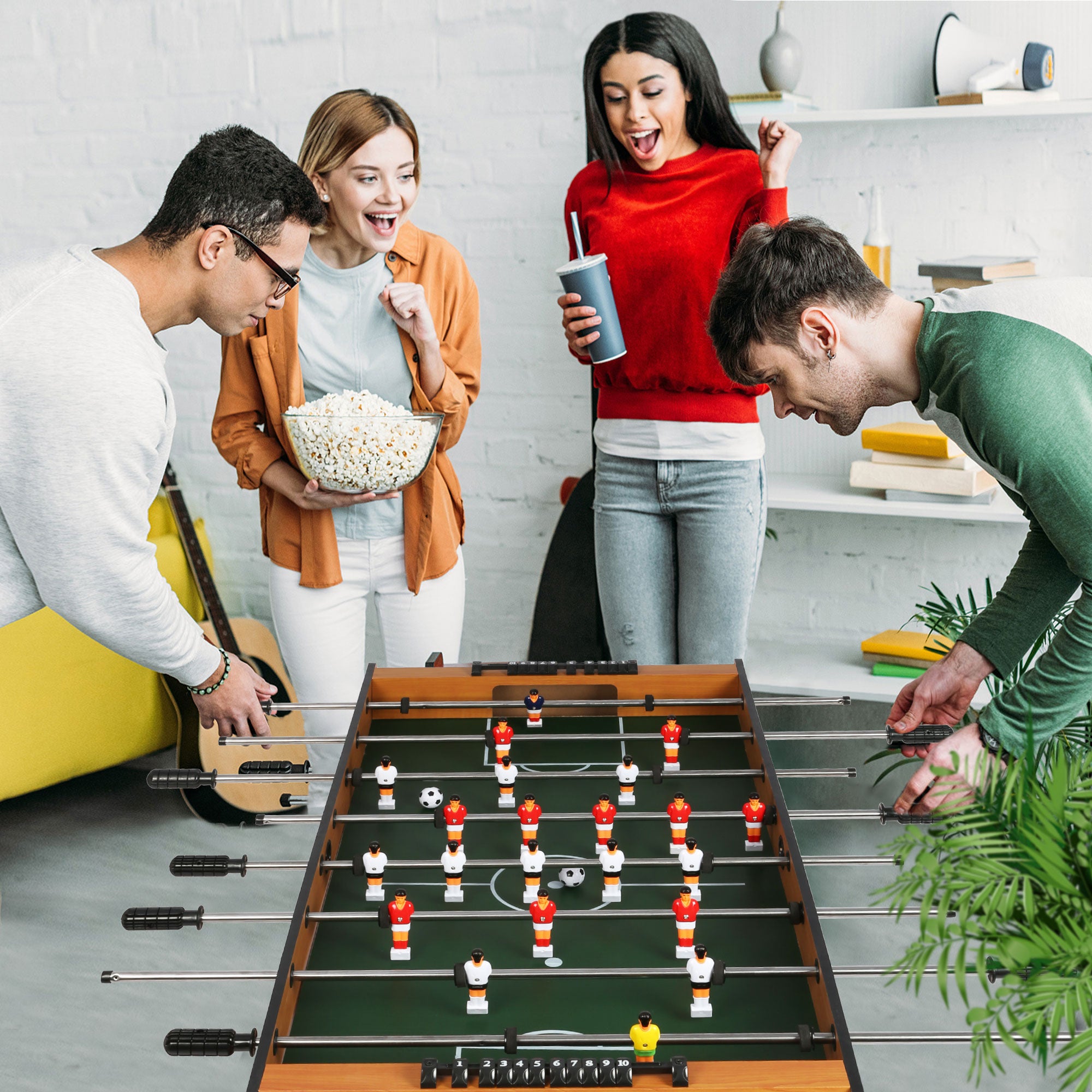 KARMAS PRODUCT 48 Inch Foosball Table Game,Competition Sized Wooden Soccer Games Table for Adults,Kids, Families- Game Rooms Arcades Pub Bars Parties, Oak