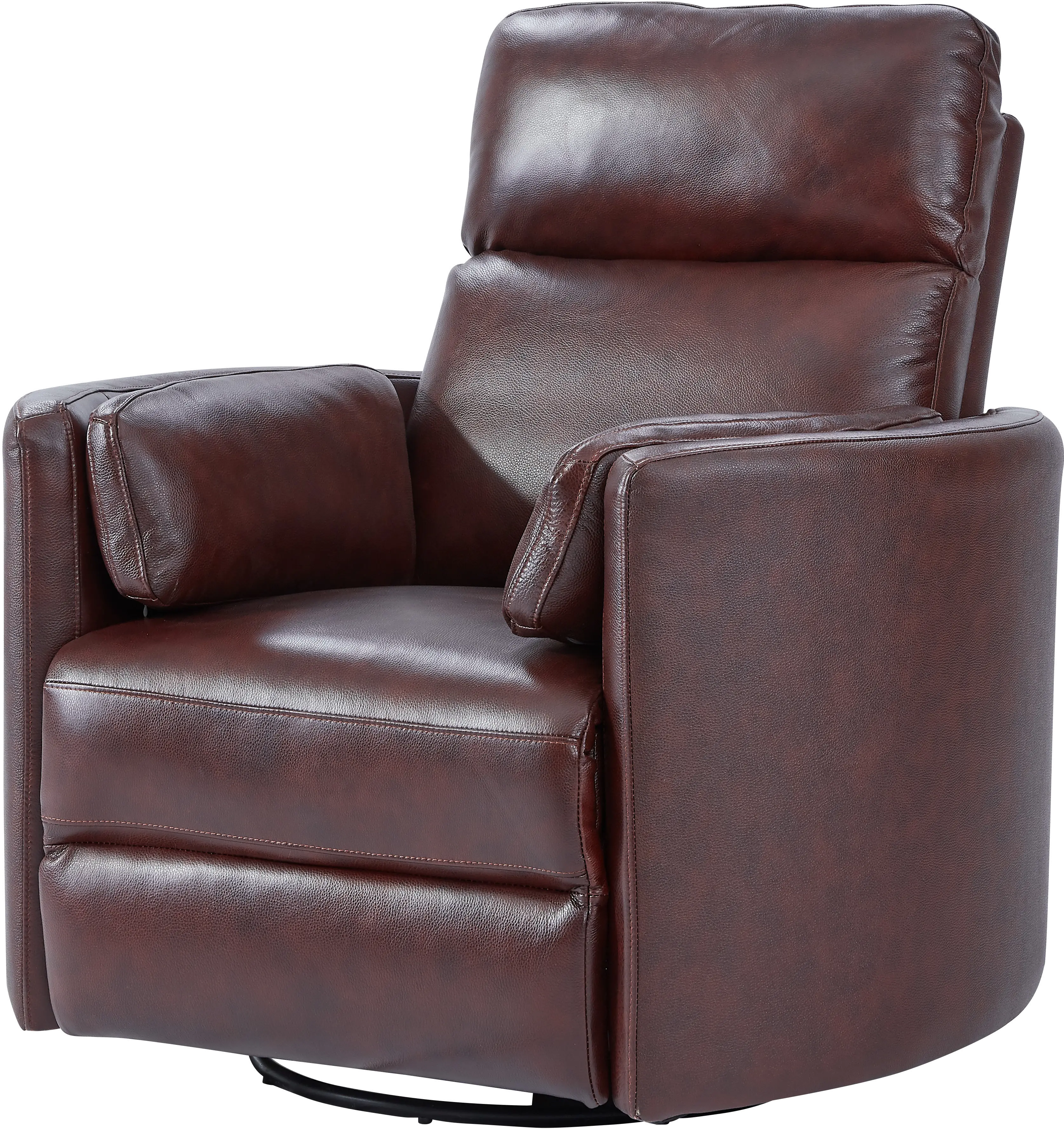 Mads Burgundy Leather-Match Power Glider Swivel Recliner