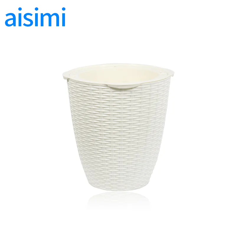 Wholesale Manufacturer Supplies Imitate Rattan Weaving Garden Home Living Succulent Plants Self Watering Plastic Flower Pot