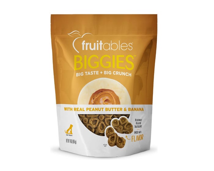 Fruitables Biggies Dog Treats， Peanut Butter  Banana， 16 oz. Bag