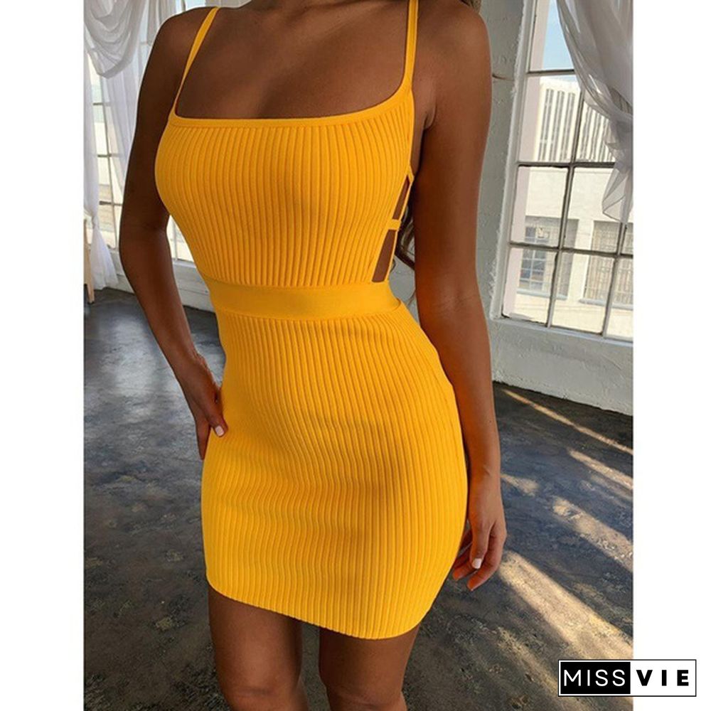 Slim Fit Sleeveless Knitted Sweater Dress Skinny Package Hip Mini Dress Elegant Bodycon Dress Autumn Winter Fashion Short Dress