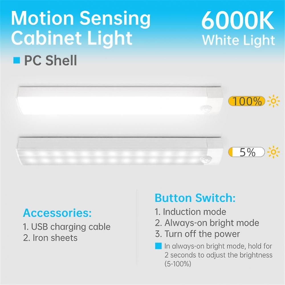 Magnetic Led Light 10/20/30/40cm Usb Rechargeable Wireless Motion Sensor For Kitchen