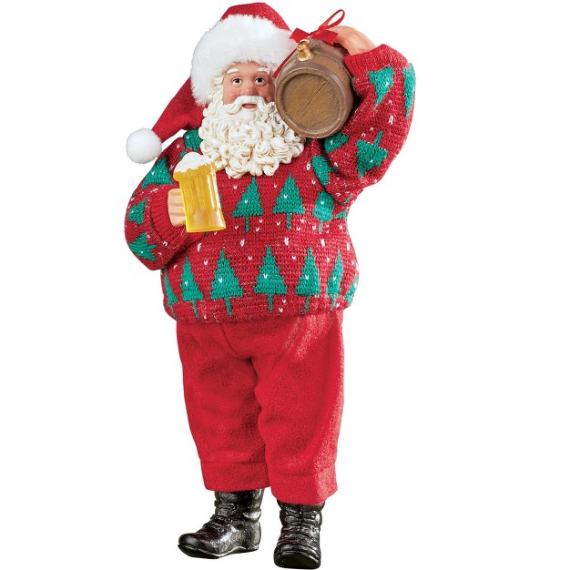 Collections Etc Hoppy Christmas Santa Holding Beer amp Barrel Collectible Figurine 5 5 X 4 5 X 10 75