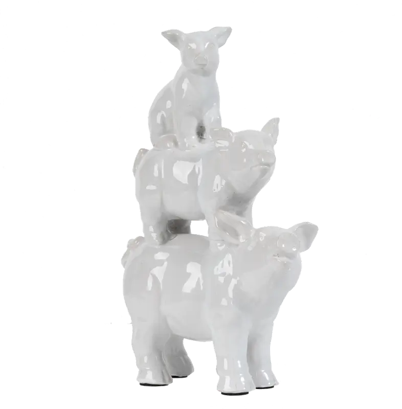 White Farmhouse Animal Stack Sculpture