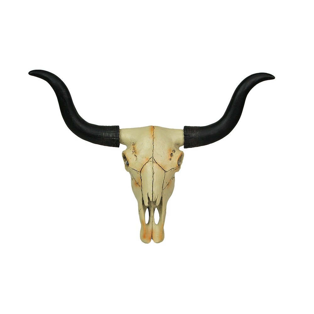 Zeckos Longhorn Steer Skull Resin Table Or Wall Statue With Stand   13.75 X 15 X 3.5 inches