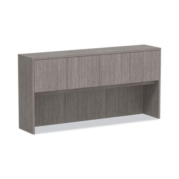 Alera Valencia Series Hutch with Doors， 4 Compartments， 70.63w x 15d x 35.38h， Gray