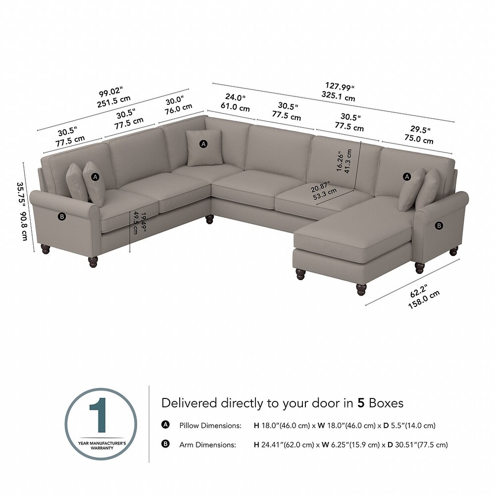 Hudson U Shaped Couch with Reversible Chaise Lounge by Bush Furniture