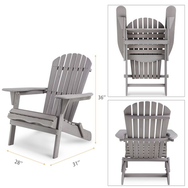 Wooden Outdoor Folding Adirondack Chair Set of 2