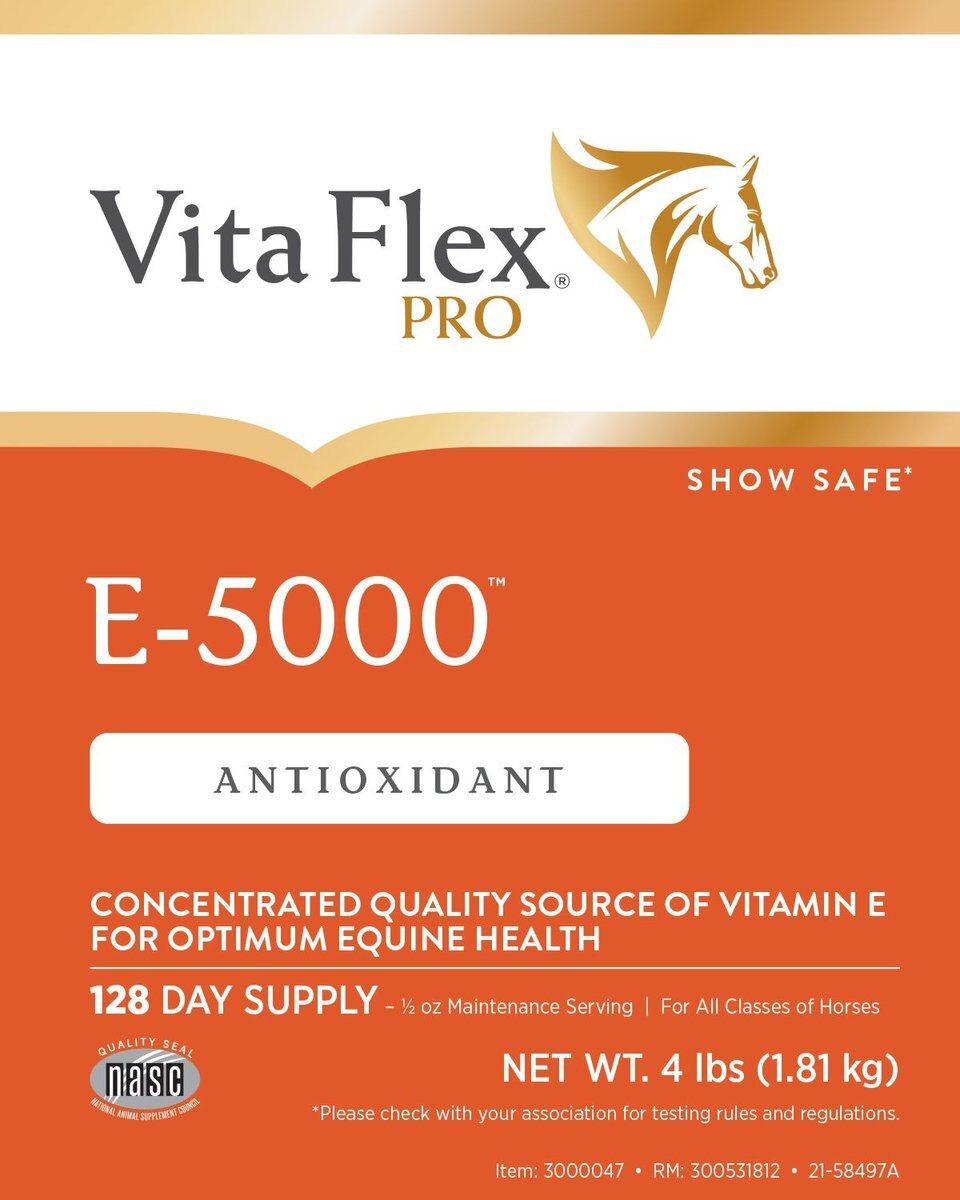 Vita Flex Pro E-5000 Premium Quality Vitamin E Immune Support Granules Horse Supplement， 4-lb bucket