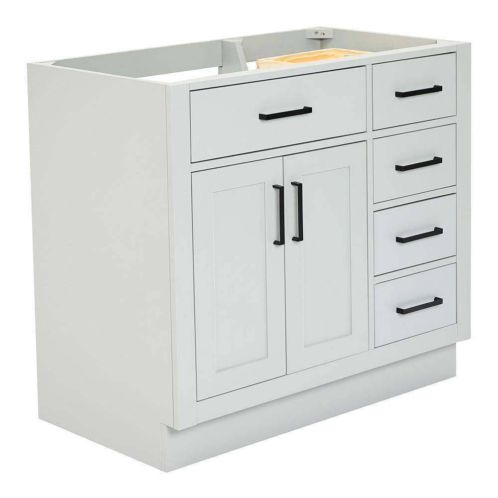 ARIEL Hepburn 36 in. W x 21.5 in. D x 34.5 in. H Bath Vanity Cabinet without Top in Grey T036S-L-BC-GRY