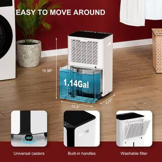 45 pt. 3500 sq. ft Dehumidifiers in White with Drain Hose Intelligent Humidity Control Auto or Manual Drainage 24H Timer BL-182