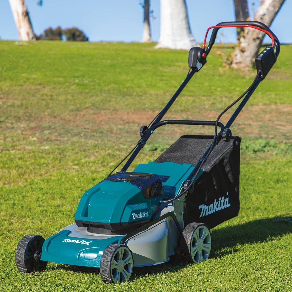 Makita 18 in. 18-Volt X2 (36-Volt) LXT Lithium-Ion Cordless Steel Deck Walk Behind Push Lawn Mower Tool Only XML03Z