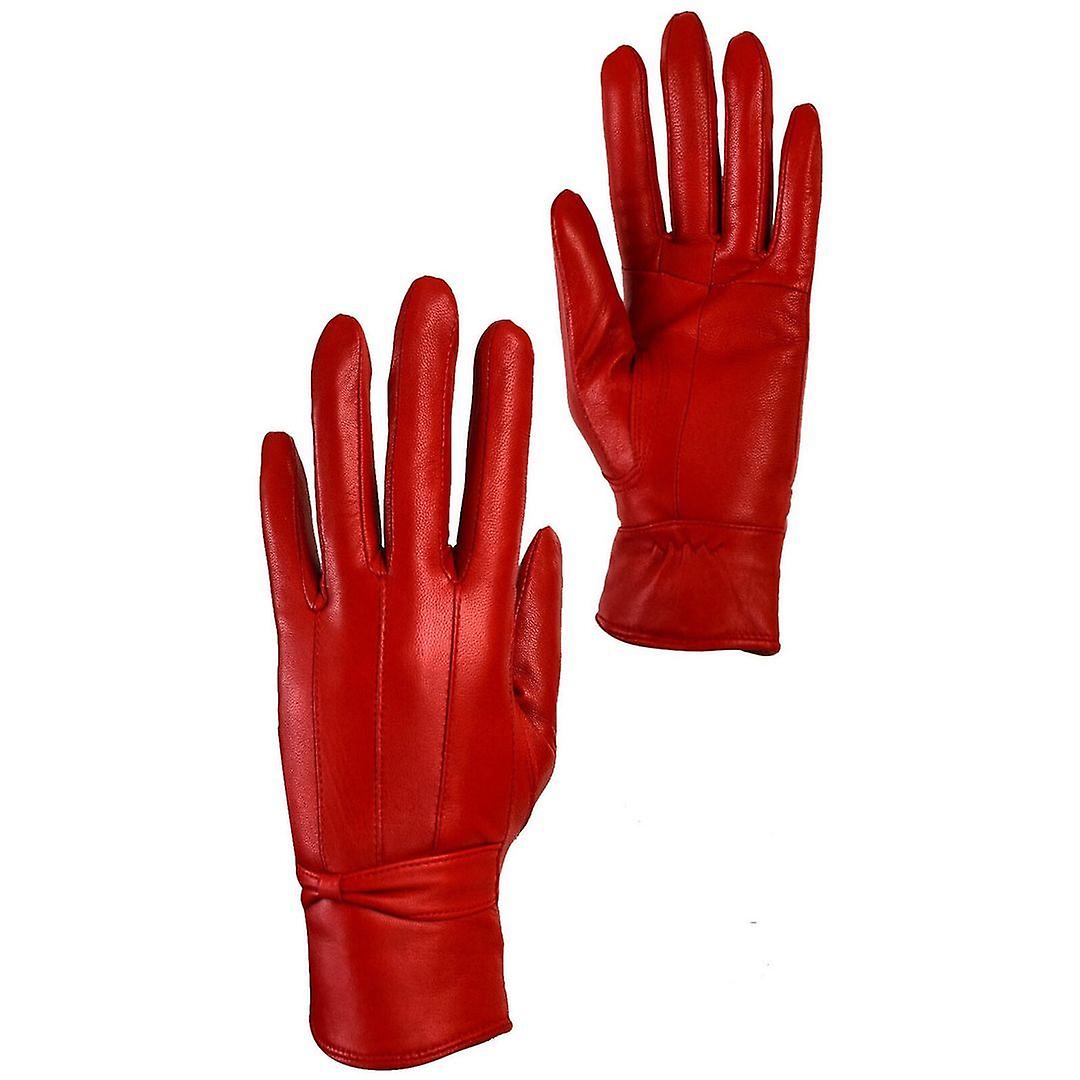 Womens Genuine Leather Gloves Fleece Lined