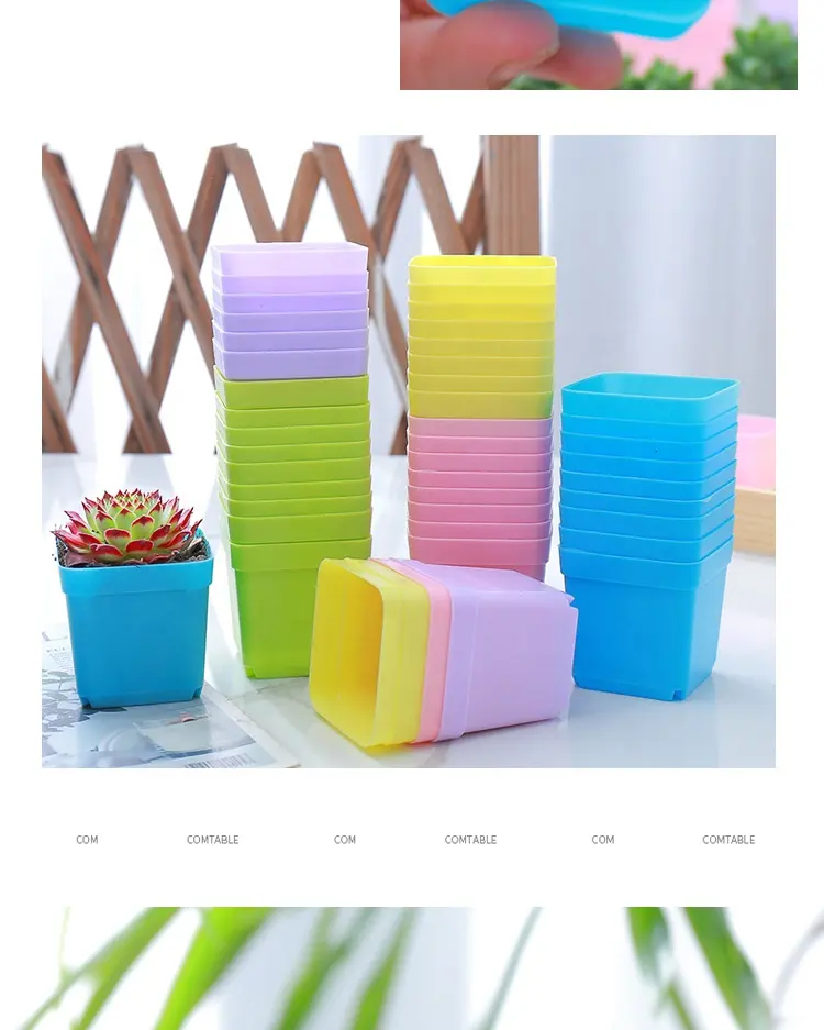 Garden supplies factory wholesale cheap square  plastic nursery pots 2 inch plant pot plastic nursery seedling pots purple