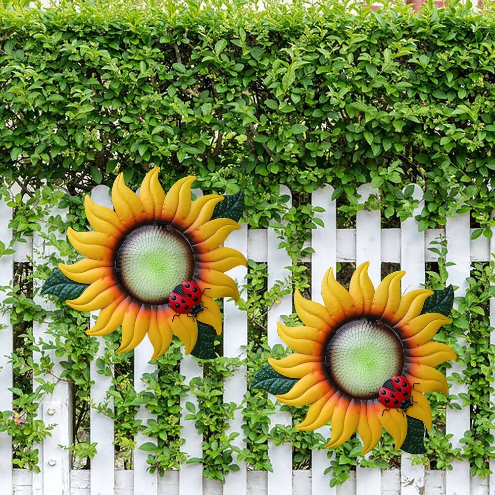 Sunflower Metal and Glass Outdoor Wall Decor