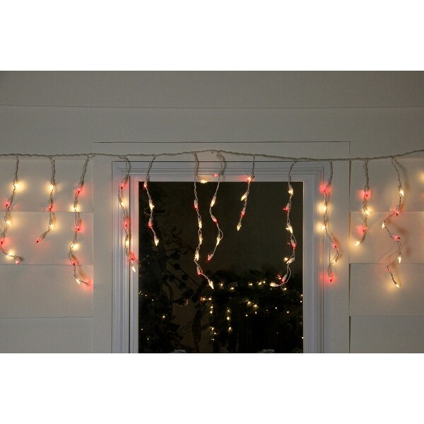 50 Red and Clear Mini Icicle Christmas Lights