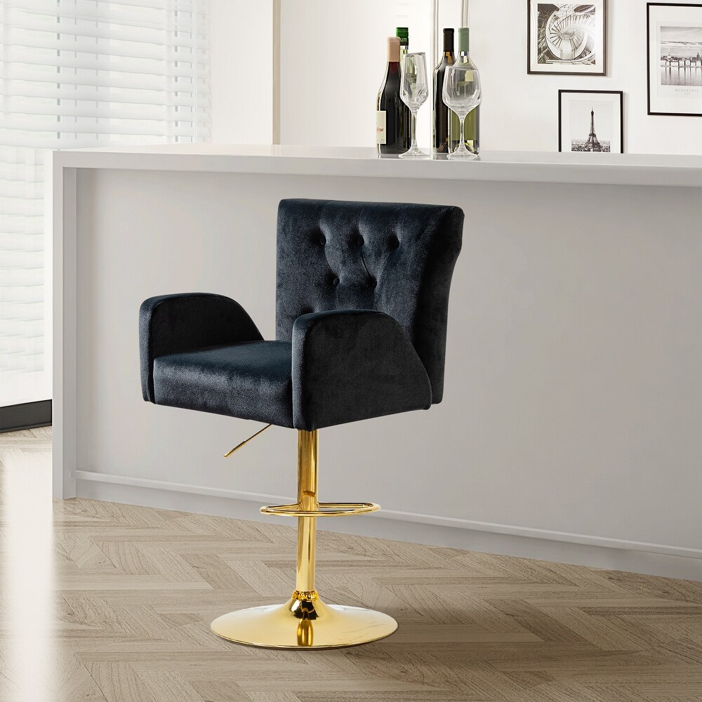 Loreto Modern Tufted Velvet Swivel chair with Adjustable Height by HULALA HOME