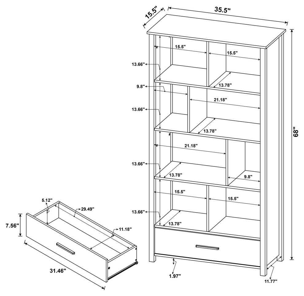 Dylan Rectangular 8 shelf Bookcase Bookcase White   Modern   Bookcases   by Modon  Houzz