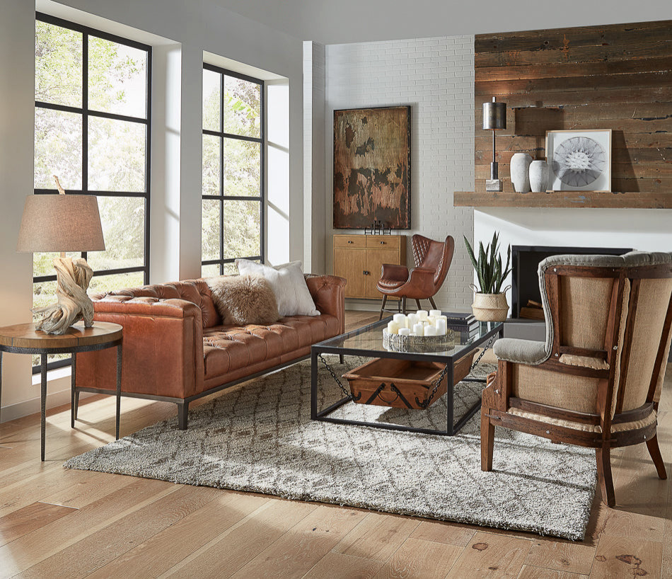 Quilted Vintage Havana Leather Wing Accent Chair   Modern   Armchairs And Accent Chairs   by Sideboards and Things  Houzz