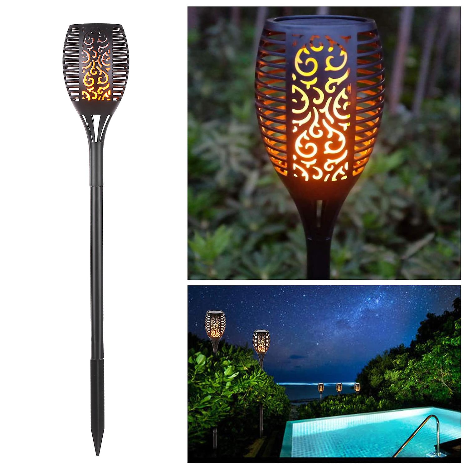 Solar Light Waterproof Flickering Flame Torch Light 96 Led Outdoor Lighting Solar Powered Pathway Lights Landscape Decoration Lighting Auto On/off No.