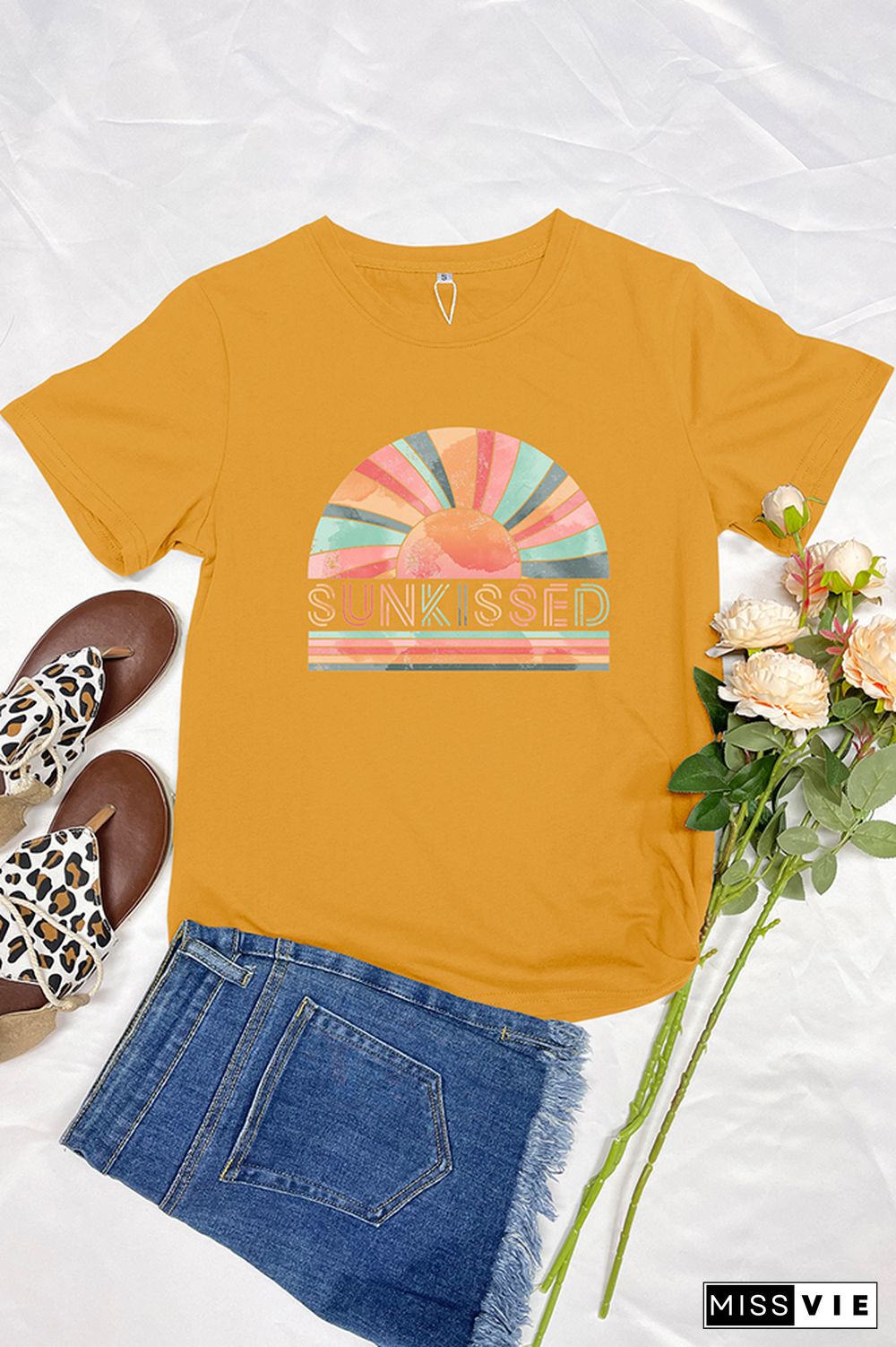 Rainbow Sunkissed Sleeve Graphic Tee Wholesale