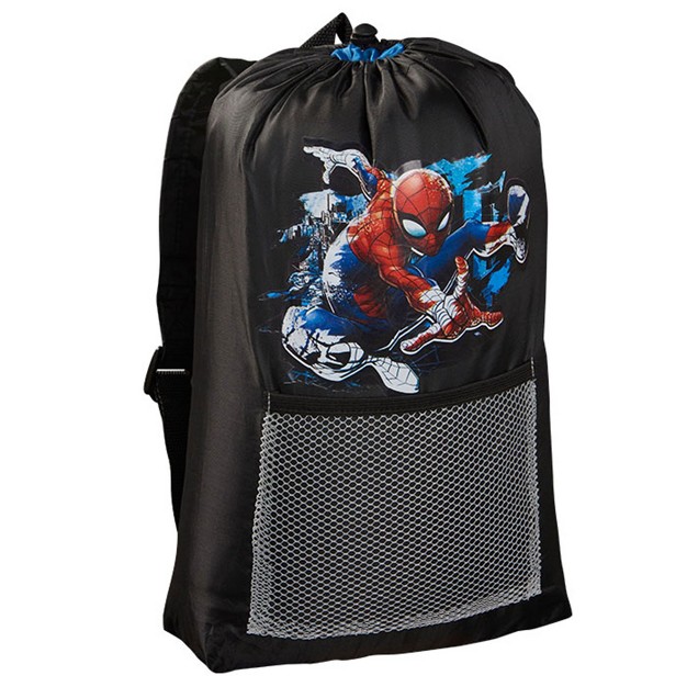 Exxel Marvel Spiderman Superhero Kids Outdoor Youth Sized 2 Piece Camping Set With Matching Sleeping Bag And Carrying Backpack