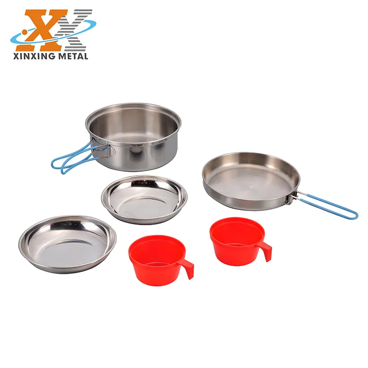 Cooking Portable Camping Pot Stainless Steel Hiking Cooking Pot Mess Kit