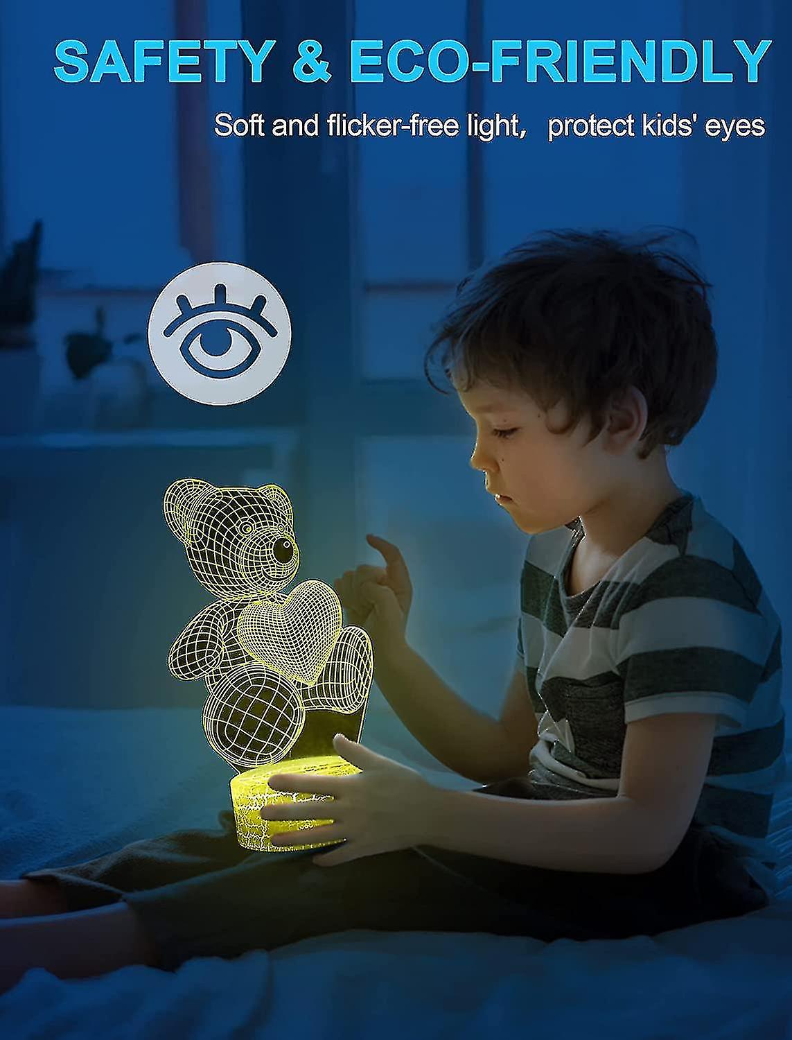 Baicccf Teddy Bear Night Light For Kids， 3d Night Lamp， 16 Colors Changing With Remote Control， Room