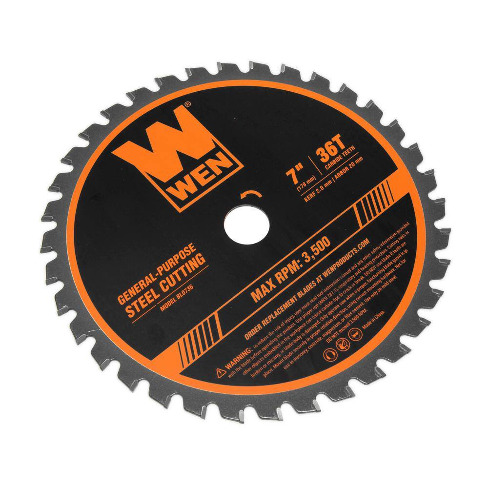 WEN 7 in. 36-Tooth Carbide-Tipped Professional Saw Blade for Steel Cutting BL0736